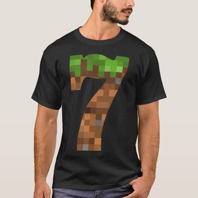 Pixel 7Yr Birthday Number Seven 7 Year Old 7Th Vid T-Shirt (Front)