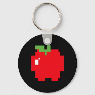 Pixel Apple 80s Retro Arcade Video Game Halloween  Keychain
