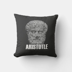 Pixel Aristotle Head Mosaic Throw Pillow