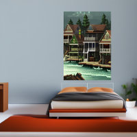 Pixel art, American town near the sea | AI Art 