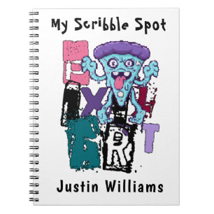 Pixel art and blue monster custom notebook