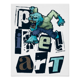 Pixel art and monster poster