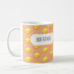 Pixel Art Battenberg Cake Pattern with Label Coffee Mug