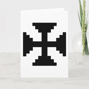 Pixel Art Black Cross Symbol  Card