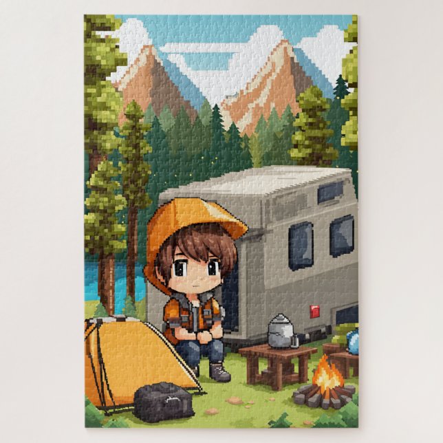 Pixel Art Camping Jigsaw Puzzle (Vertical)