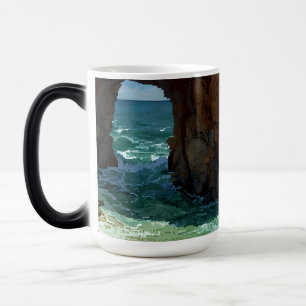 Pixel art cave on the beach  magic mug