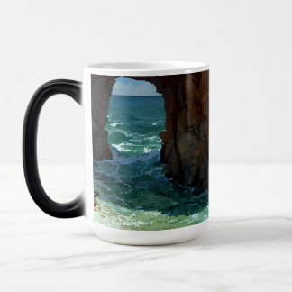 Pixel art cave on the beach  magic mug