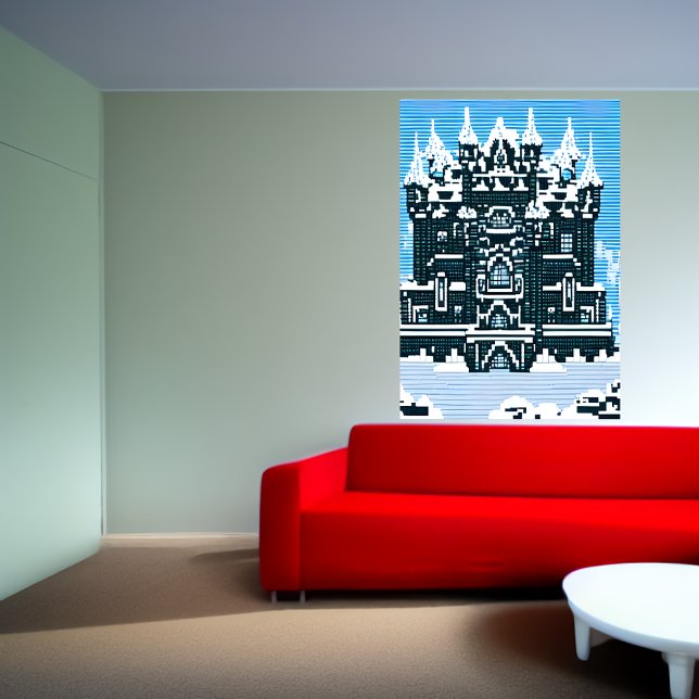 Pixel art, château et neige | AI Art Poster (Créateur téléchargé)