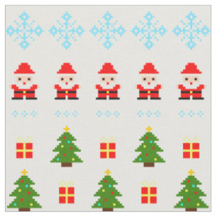 Pixel Art Christmas Fabric