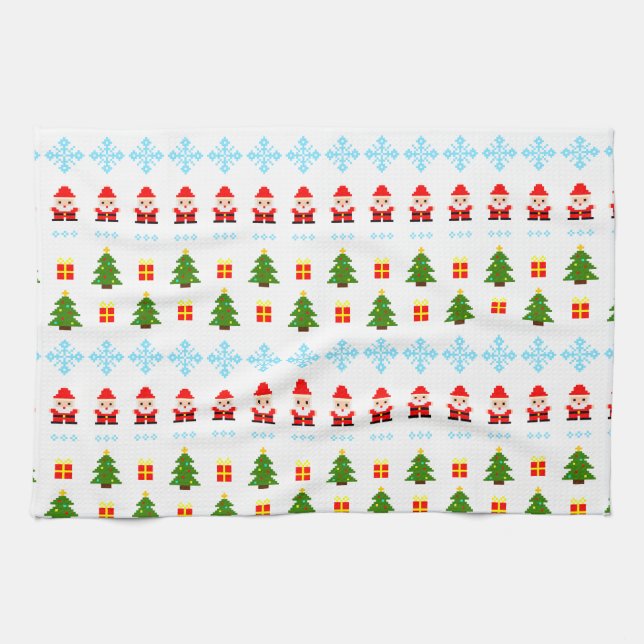 Pixel Art Christmas Kitchen Towel (Horizontal)
