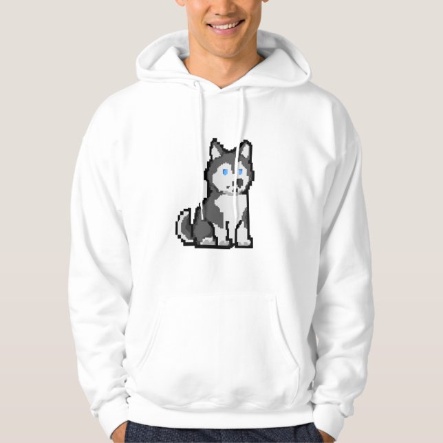 Pixel Art Curious Husky Sweat - shirt à capuche (Devant)