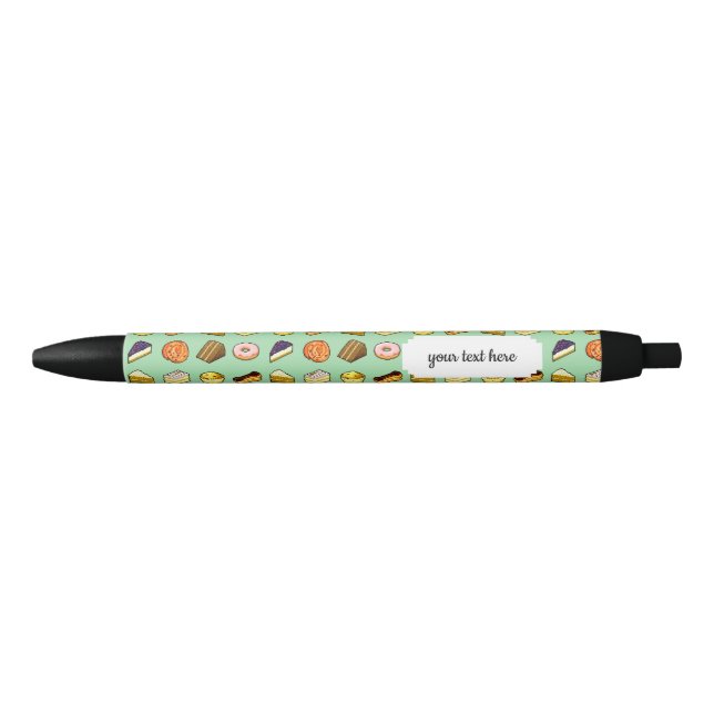 Pixel Art Delicious Cakes Pattiserie Pattern Black Ink Pen (Front)