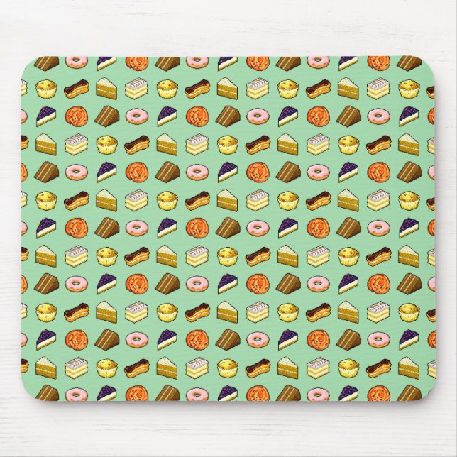 Pixel Art Delicious Cakes Pattiserie Pattern Mouse Pad (Front)