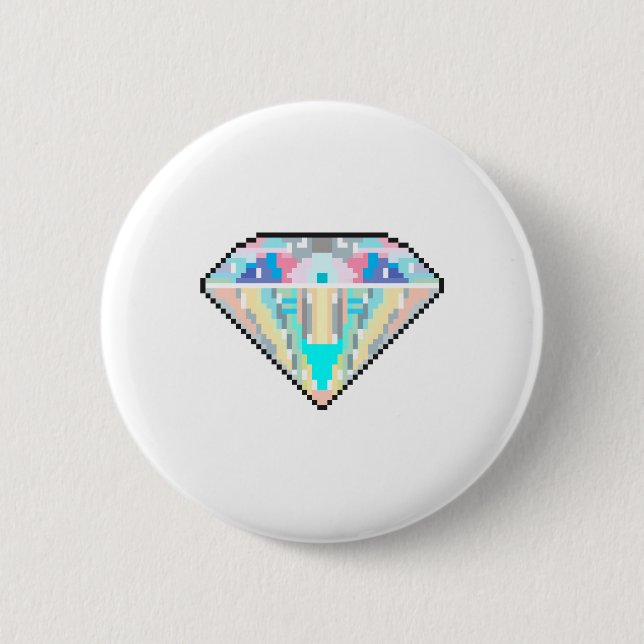 Pixel art diamond gem 2 inch round button (Front)