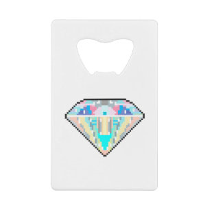 Pixel art diamond gem credit card bottle opener