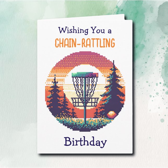 Pixel Art Disc Golf Birthday for Him Card (Creator Uploaded)