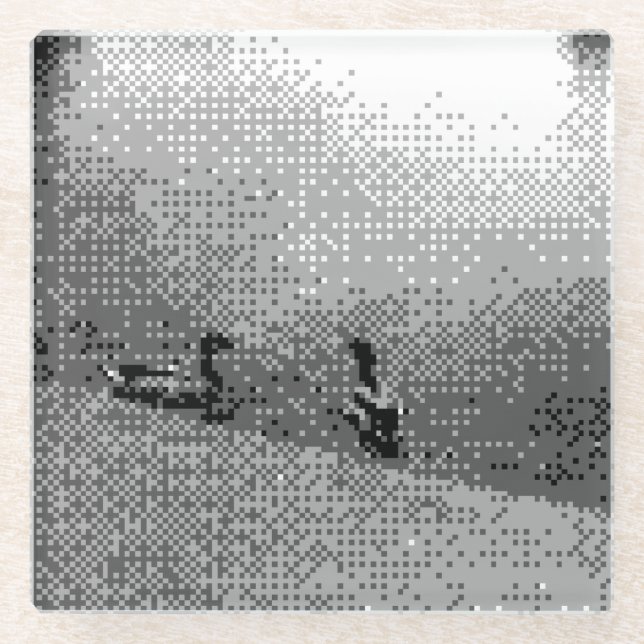 pixel art ducks glass coaster (Front)