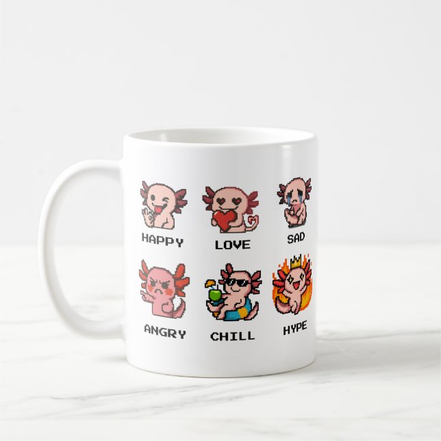 Pixel Art Émotions Axolotl Mug (Gauche)
