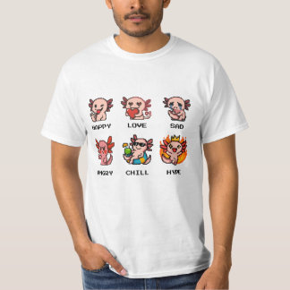 Pixel Art Emotions Axolotl T-shirt Collection