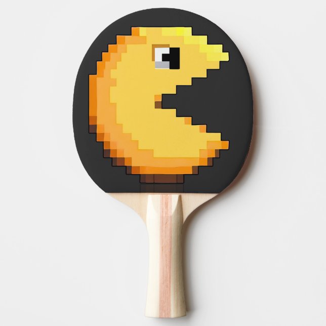 pixel art fanart tribute PacMan black yellow Ping Pong Paddle (Front)