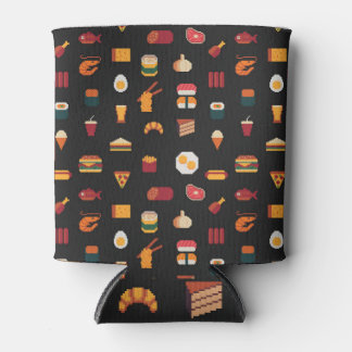 Pixel art food, seamless texture. can cooler