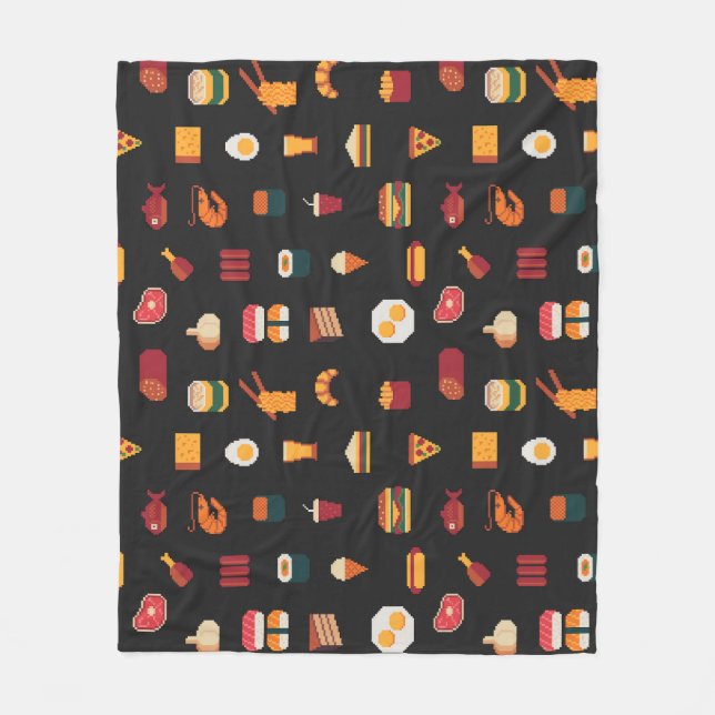 Pixel art food, seamless texture. fleece blanket (Front)