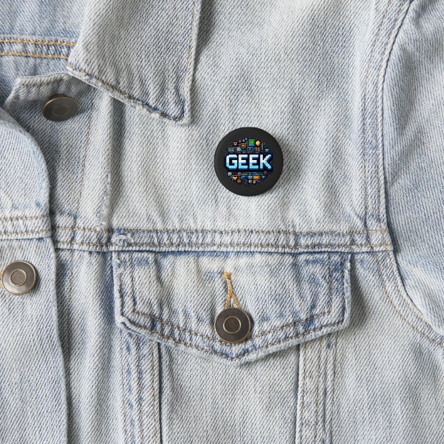 Pixel art for geeks 1 inch round button (In Situ)