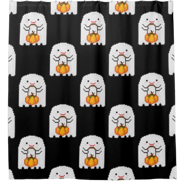 Pixel art ghost: Halloween pattern (Front)