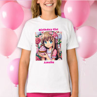 Pixel Art Girl's Pink Birthday Girl Personalized