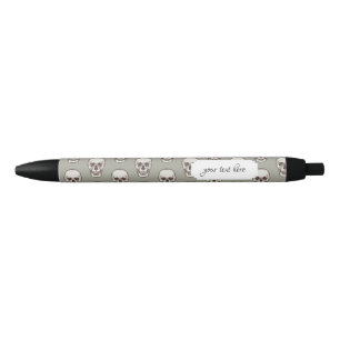 Pixel Art Gothic Spooky Skull Pattern Black Ink Pen