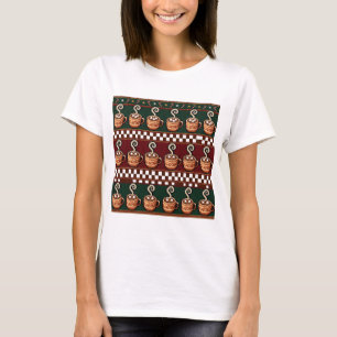 Pixel Art Hot Cocoa Christmas Pattern T-Shirt