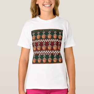 Pixel Art Hot Cocoa Christmas Pattern T-Shirt