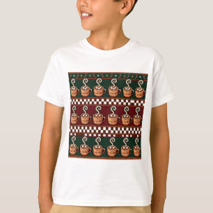 Pixel Art Hot Cocoa Christmas Pattern T-Shirt
