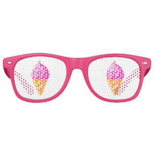 Pixel art ice cream cone pink and orange retro sunglasses