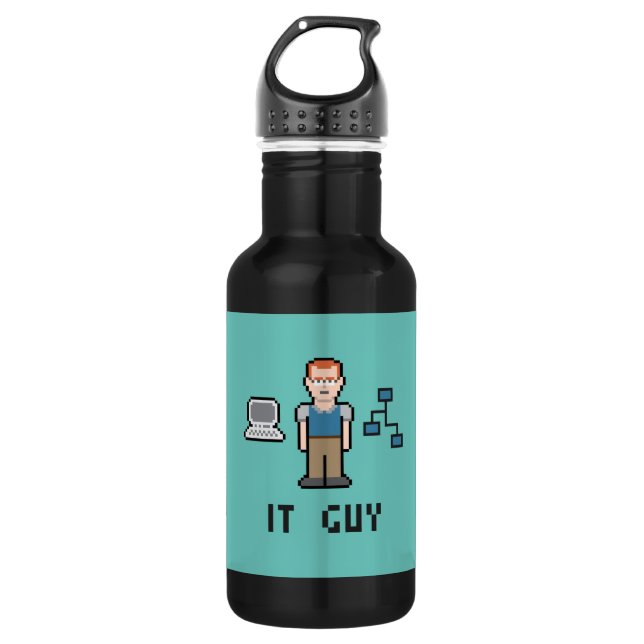 Pixel Art IT Guy 532 Ml Water Bottle (Front)
