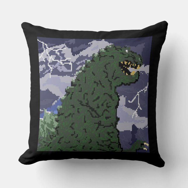 Pixel Art Kaiju Jeu Oreiller (Recto)