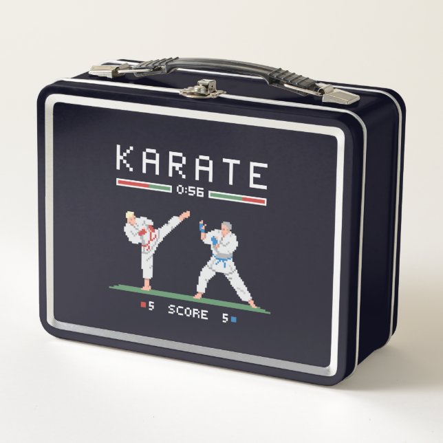 Pixel Art Karate Metal Lunch Box (Front)