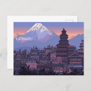 Pixel Art Katmandu Nepal Postcard