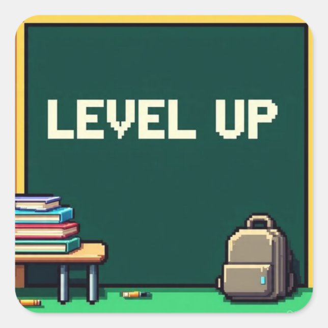 Pixel Art Level Up Studies Square  Sticker (Front)