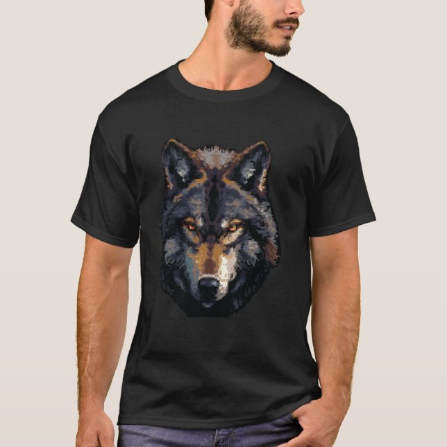 Pixel Art Lover - Wolf Dad Mom T-Shirt (Front)