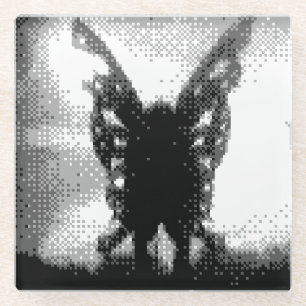 pixel art mothman glass coaster