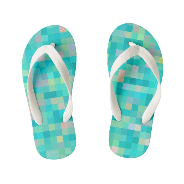 Pixel Art Multicolor Pattern Kid's Flip Flops (Footbed)