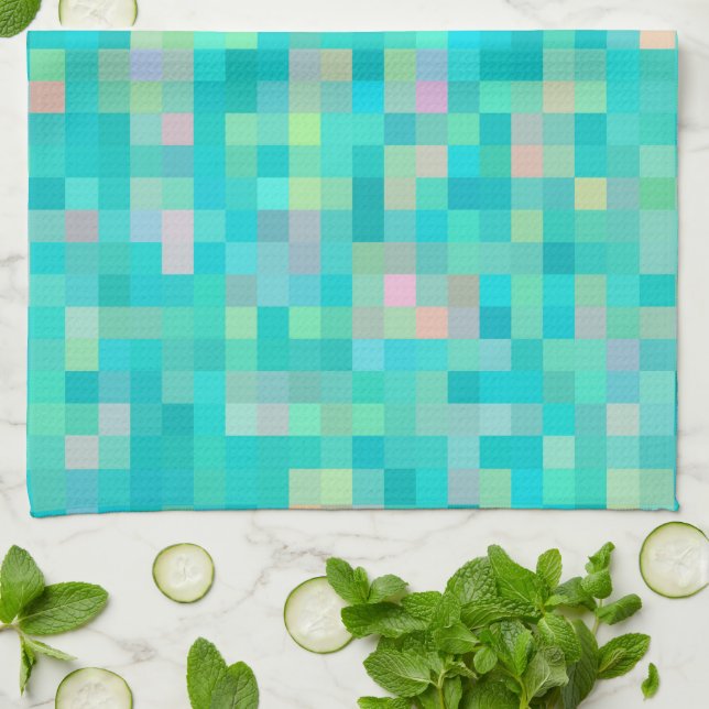 Pixel Art Multicolor Pattern Kitchen Towel (Folded)