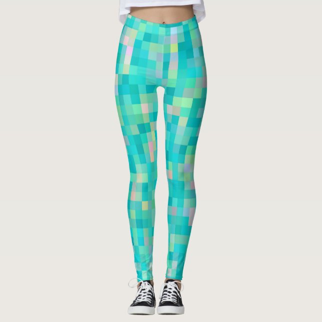 Pixel Art Multicolor Pattern Leggings (Front)