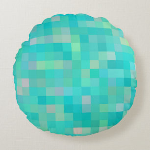 Pixel Art Multicolor Pattern Round Pillow