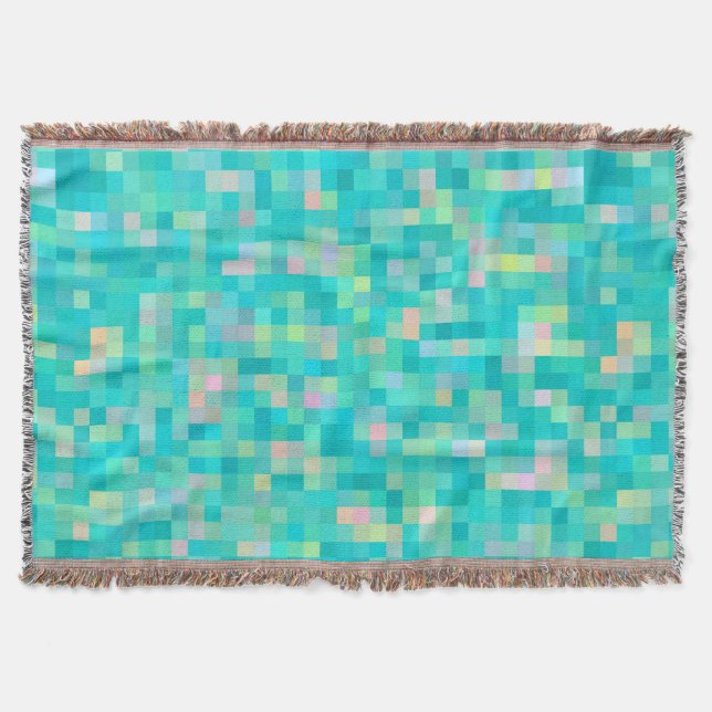 Pixel Art Multicolor Pattern Throw Blanket (Front)