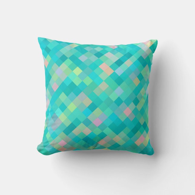 Pixel Art Multicolor Pattern Throw Pillow (Front)