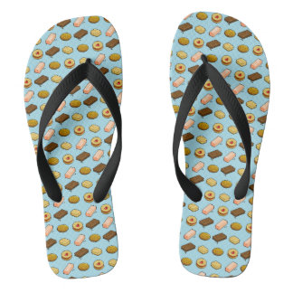 Pixel Art Pattern Tasty Cookie Biscuit Flip Flops