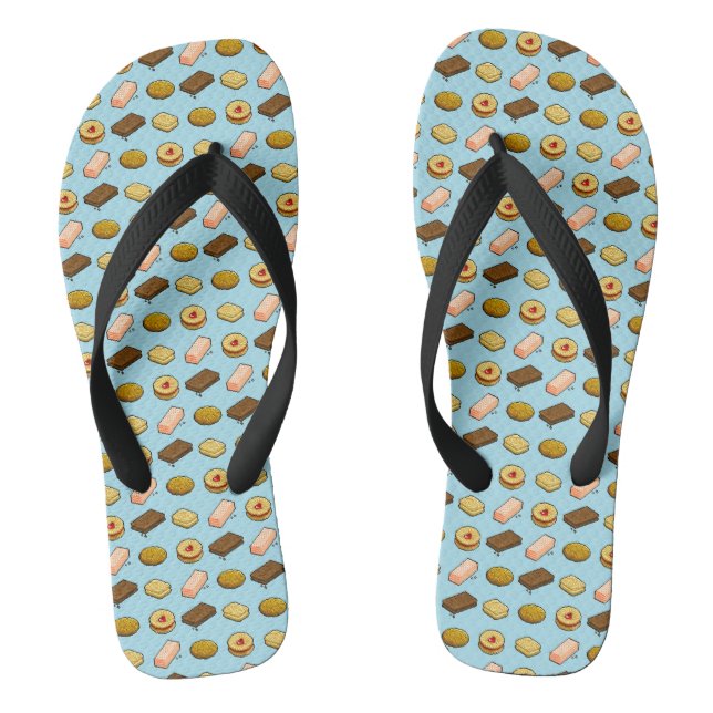 Pixel Art Pattern Tasty Cookie Biscuit Flip Flops (Footbed)