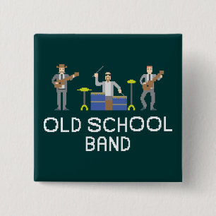 Pixel Art - Power Trio - White Letters - Button